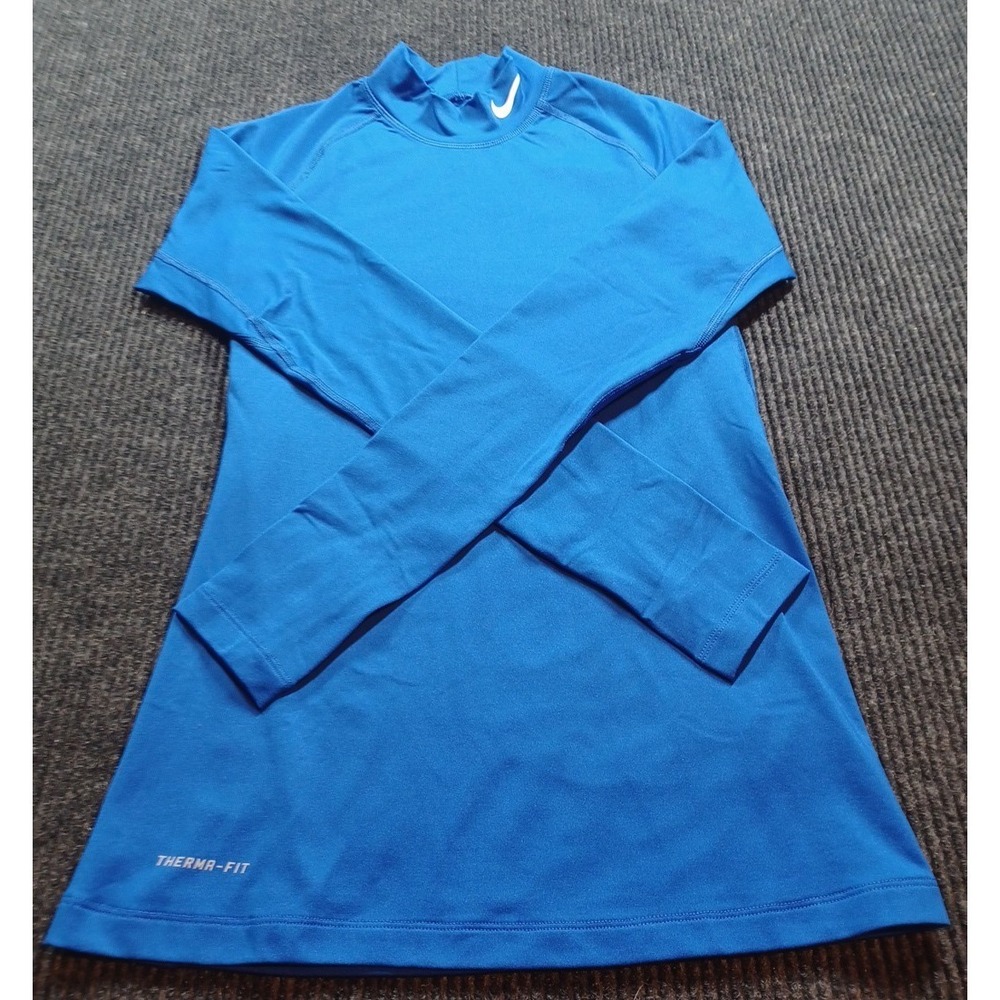 Nike Pro Men's Medium Therma Fit Blue‎ Mock Neck Top Performance Dri-Fit